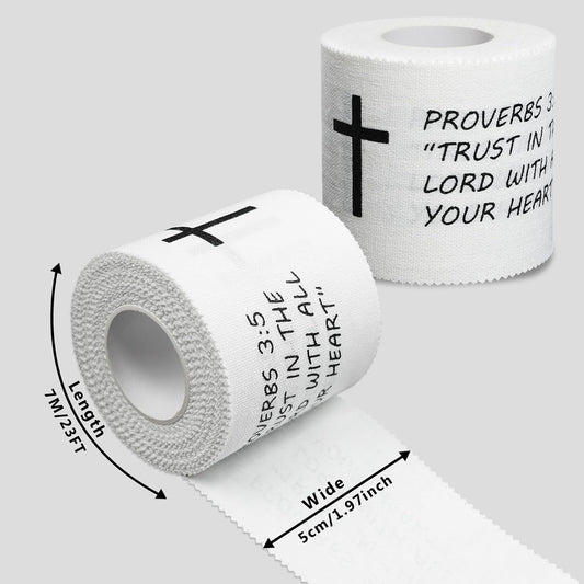 2Pcs Christian Athletic Tape White 2IN X 23FT | Cotton Zinc Oxied White Sports Tape for Sports, Cross Athletic Wrist Tape for Gymnastics