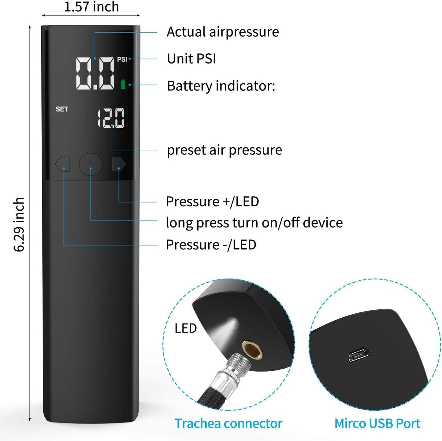 Electric Ball Pump for Sports Balls, Basketball Pump with Gauge and LCD | Portable Ball Inflator for Basketball Football Volleyball Soccer Ball, 15 PSI with 2 Pin and 1 Air Hose