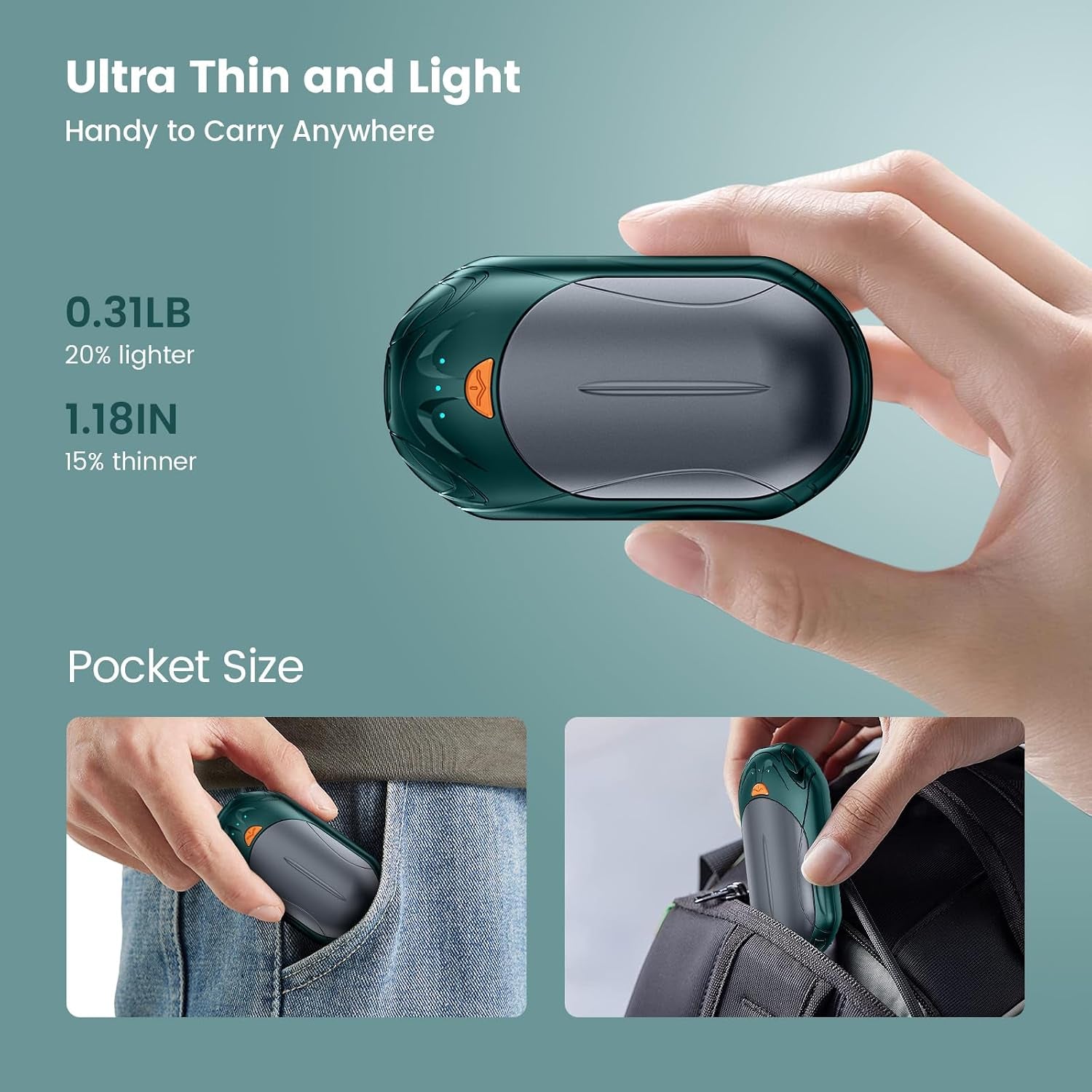 Hand Warmers Rechargeable 2 Pack, Smart Hand Warmer Max. 20Hrs Heat, 3 Levels 108-131°F, Hunting Gear, Golf Accessories, Stocking Stuffers for Men Women, Christmas Men Gifts