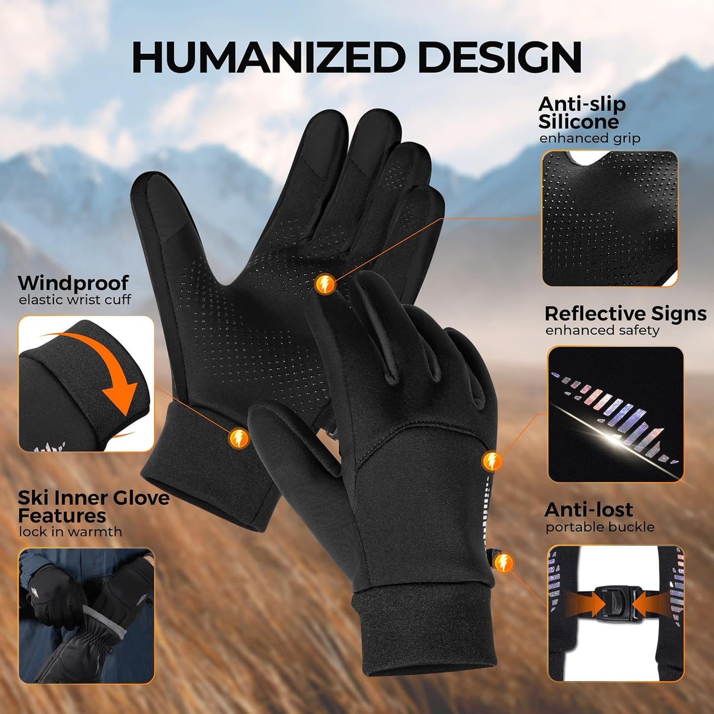 Kids Warm Winter Gloves Touchscreen Cycling Running Cold Weather | Comfortable Soft Breathable Water-Resistant Portable Buckle Anti-Slip for Outdoor Hockey Snowboarding Riding Hiking Boy Girl