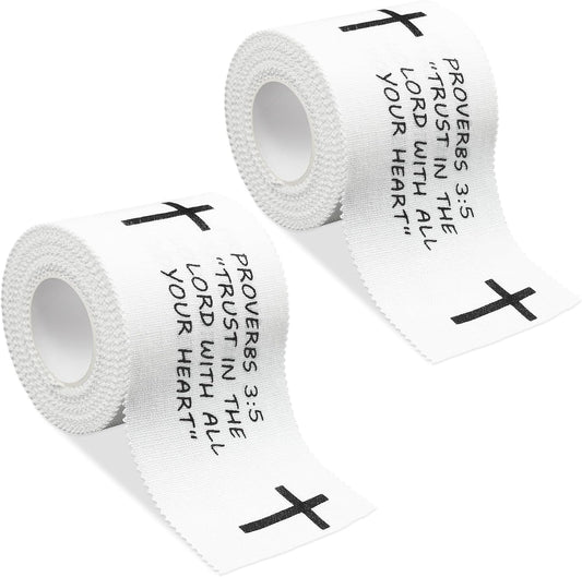 2Pcs Christian Athletic Tape White 2IN X 23FT | Cotton Zinc Oxied White Sports Tape for Sports, Cross Athletic Wrist Tape for Gymnastics