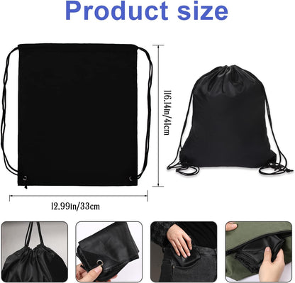 2 Pcs Black Drawstring Backpack Bags Sports Cinch Sack String Bags Drawstring Gym Bag Draw String Backpack Bulk Swimming String Bags