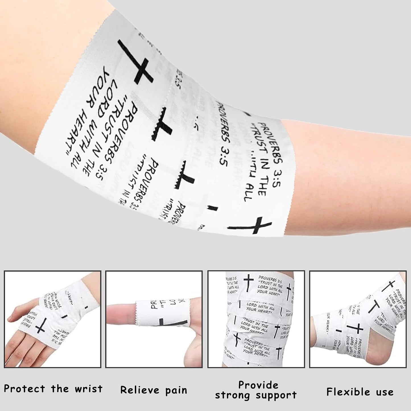 2Pcs Christian Athletic Tape White 2IN X 23FT | Cotton Zinc Oxied White Sports Tape for Sports, Cross Athletic Wrist Tape for Gymnastics