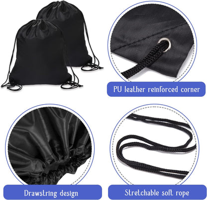 2 Pcs Black Drawstring Backpack Bags Sports Cinch Sack String Bags Drawstring Gym Bag Draw String Backpack Bulk Swimming String Bags