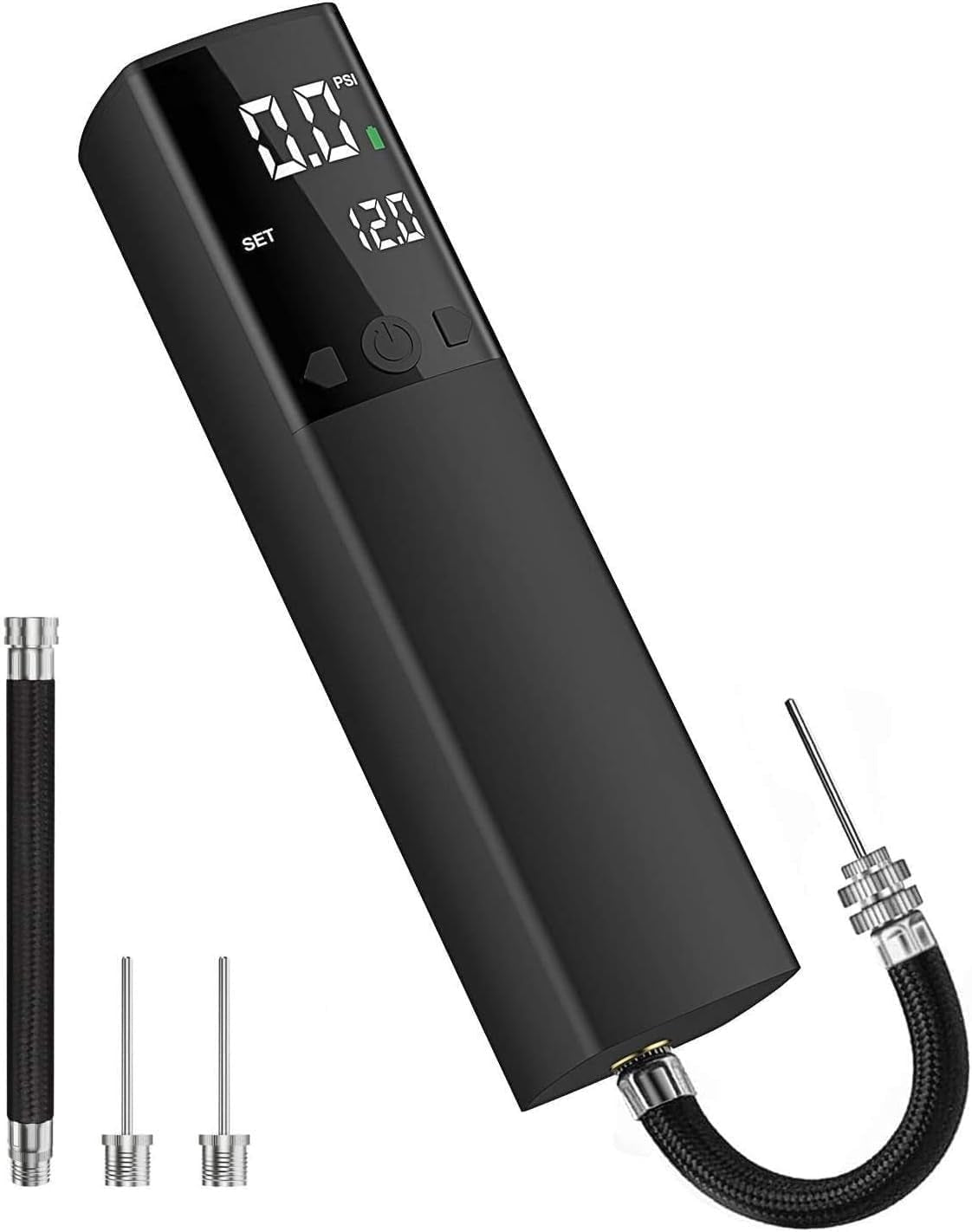 Electric Ball Pump for Sports Balls, Basketball Pump with Gauge and LCD | Portable Ball Inflator for Basketball Football Volleyball Soccer Ball, 15 PSI with 2 Pin and 1 Air Hose