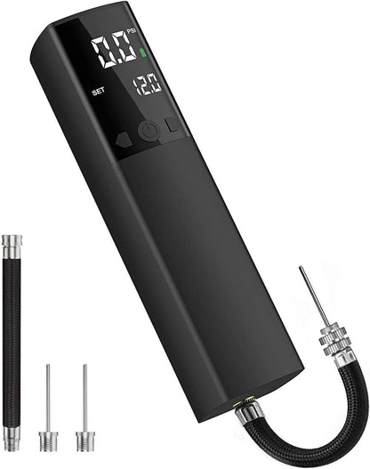 Electric Ball Pump for Sports Balls, Basketball Pump with Gauge and LCD | Portable Ball Inflator for Basketball Football Volleyball Soccer Ball, 15 PSI with 2 Pin and 1 Air Hose