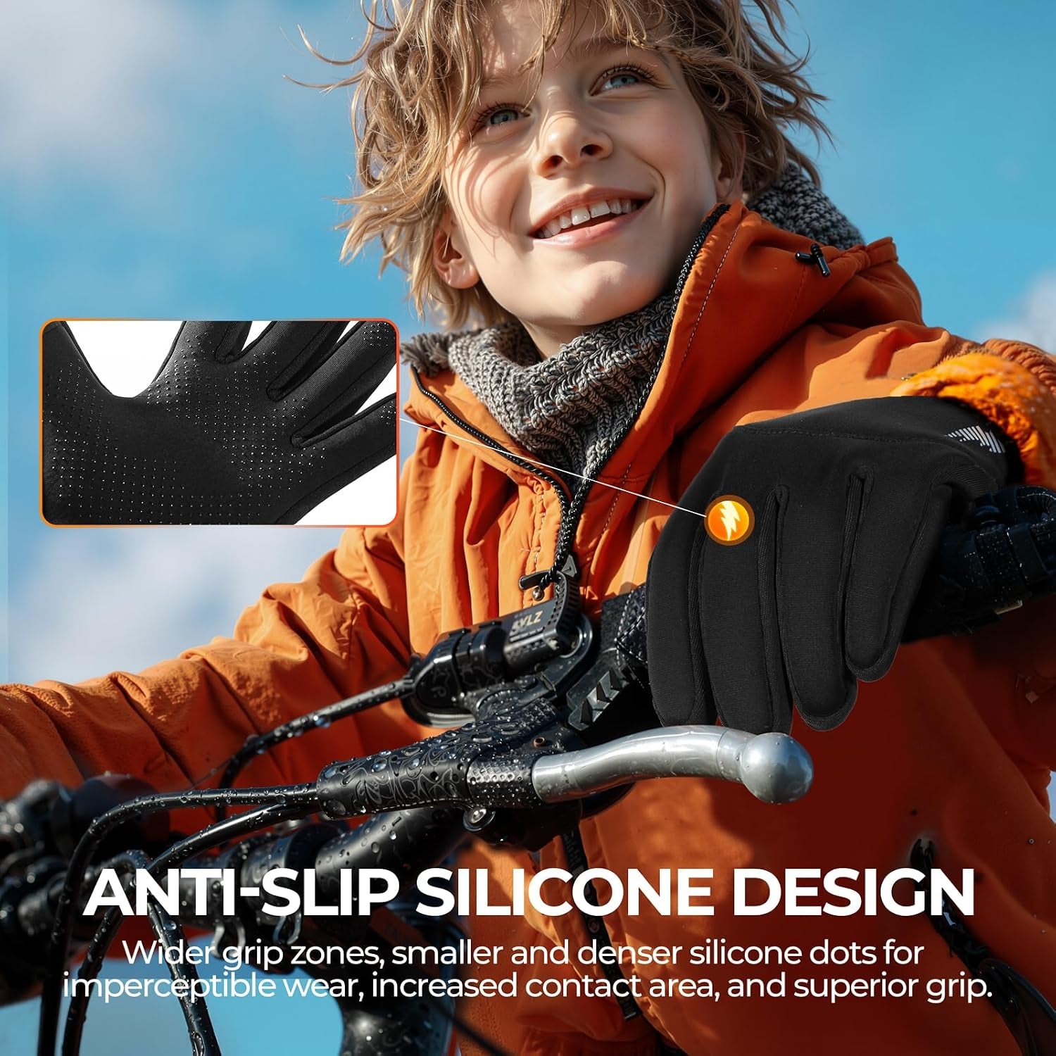 Kids Warm Winter Gloves Touchscreen Cycling Running Cold Weather | Comfortable Soft Breathable Water-Resistant Portable Buckle Anti-Slip for Outdoor Hockey Snowboarding Riding Hiking Boy Girl