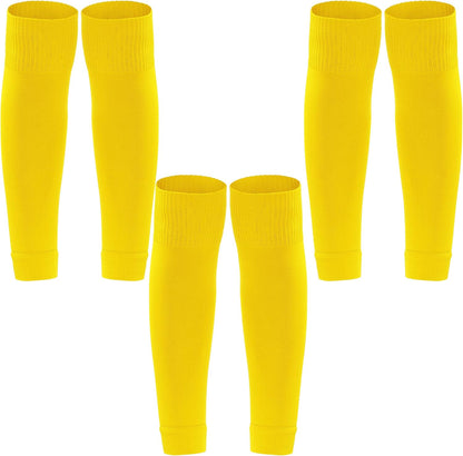 3 Pairs Leg Sleeve Shin Pre Cut Socks for Kids Youth Men Women Soccer Running Cycling