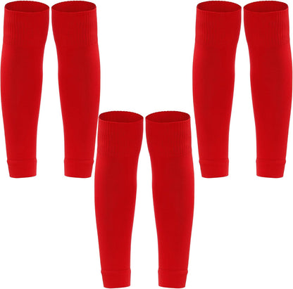 3 Pairs Leg Sleeve Shin Pre Cut Socks for Kids Youth Men Women Soccer Running Cycling