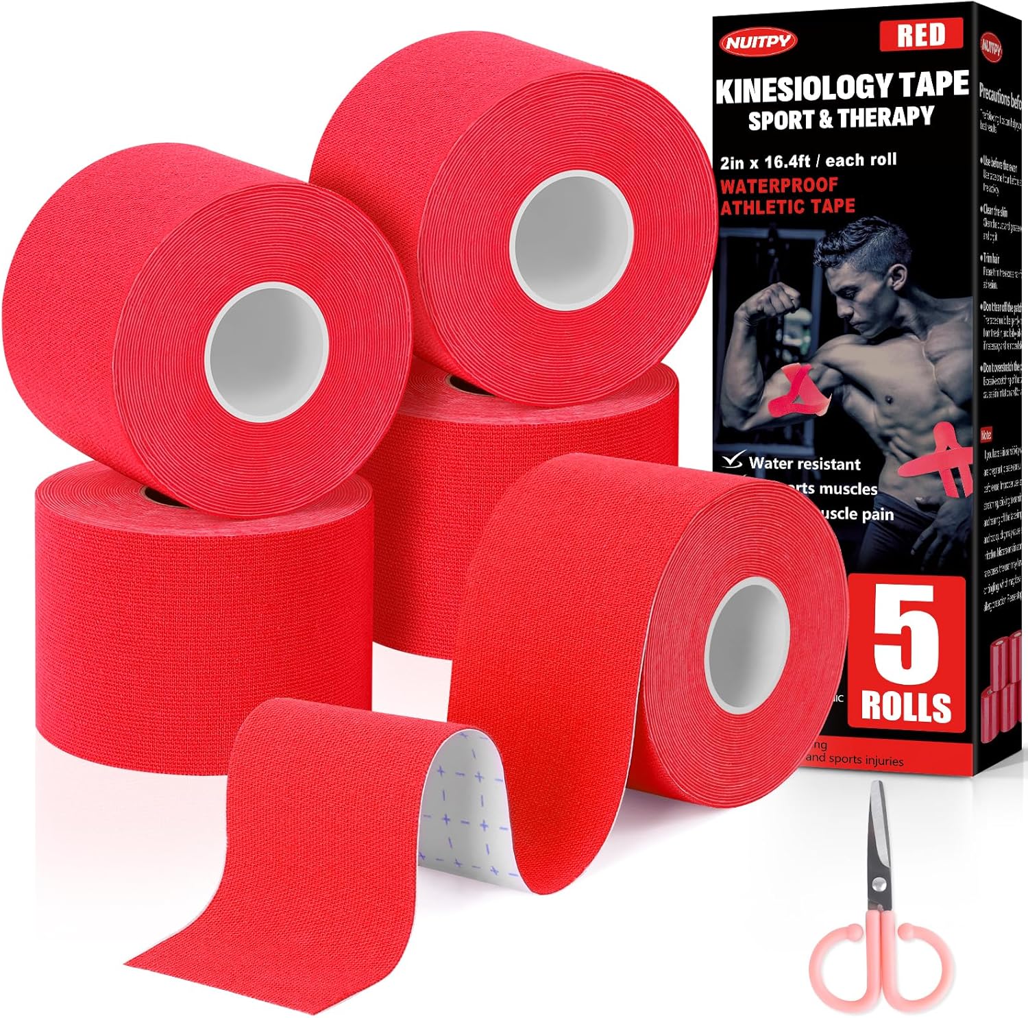 Athletic Tape,5 Pack White Sports Tape | Very Strong No Sticky Residue Wrist Ankle Tape for Gymnastics Boxing Lacrosse Climbing Hockey Bat