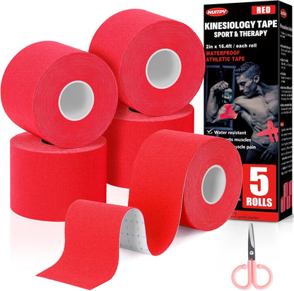 Athletic Tape,5 Pack White Sports Tape | Very Strong No Sticky Residue Wrist Ankle Tape for Gymnastics Boxing Lacrosse Climbing Hockey Bat
