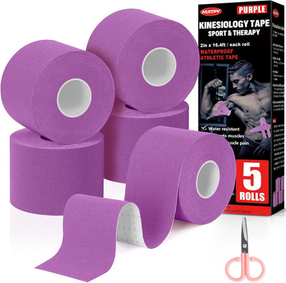 Athletic Tape,5 Pack White Sports Tape | Very Strong No Sticky Residue Wrist Ankle Tape for Gymnastics Boxing Lacrosse Climbing Hockey Bat