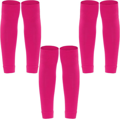 3 Pairs Leg Sleeve Shin Pre Cut Socks for Kids Youth Men Women Soccer Running Cycling