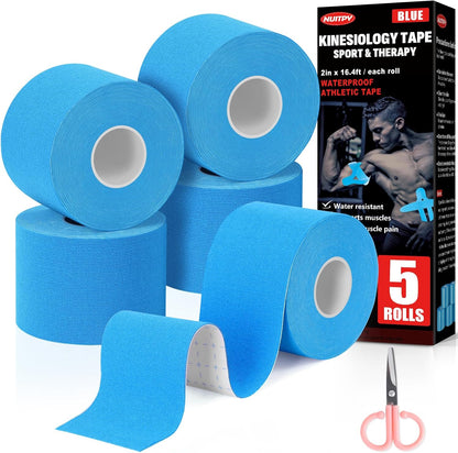 Athletic Tape,5 Pack White Sports Tape | Very Strong No Sticky Residue Wrist Ankle Tape for Gymnastics Boxing Lacrosse Climbing Hockey Bat
