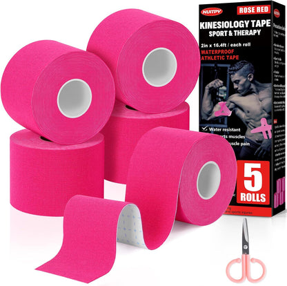 Athletic Tape,5 Pack White Sports Tape | Very Strong No Sticky Residue Wrist Ankle Tape for Gymnastics Boxing Lacrosse Climbing Hockey Bat