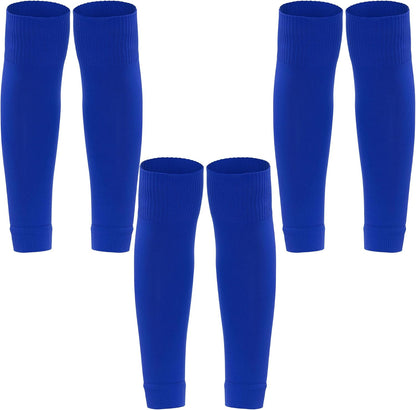 3 Pairs Leg Sleeve Shin Pre Cut Socks for Kids Youth Men Women Soccer Running Cycling