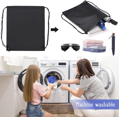 2 Pcs Black Drawstring Backpack Bags Sports Cinch Sack String Bags Drawstring Gym Bag Draw String Backpack Bulk Swimming String Bags