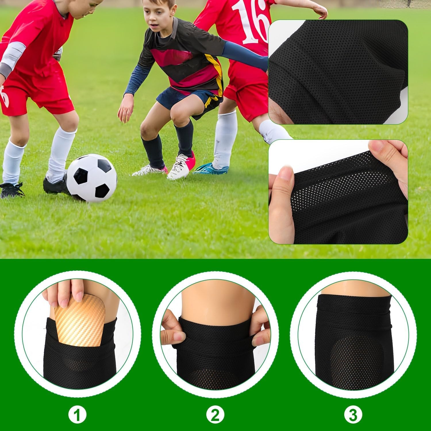 2 Pair Shin Pads Socks, Soccer Shin Guard Covers Socks Breathable Football Pads Holders Soccer Sock Sleeves Soft Calf Sleeves for Kids Adults Beginners (Black & White)
