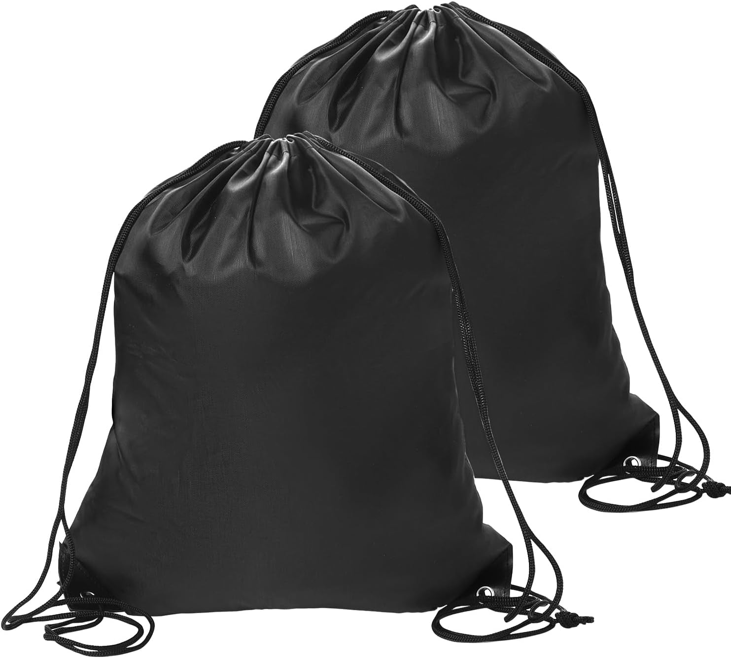 2 Pcs Black Drawstring Backpack Bags Sports Cinch Sack String Bags Drawstring Gym Bag Draw String Backpack Bulk Swimming String Bags
