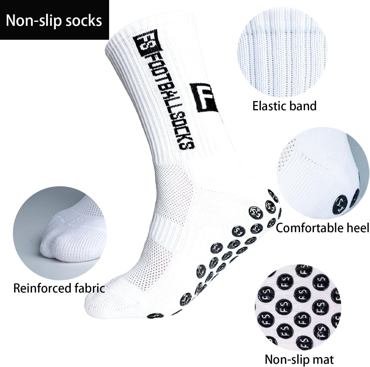3 Pairs anti Slip Soccer Socks, Men'S Grip Socks Soccer Non Skid Ball Socks for Football Basketball Rugby Sports Grip Socks