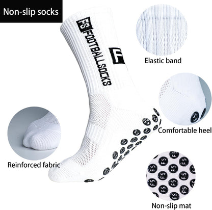 3 Pairs anti Slip Soccer Socks, Men'S Grip Socks Soccer Non Skid Ball Socks for Football Basketball Rugby Sports Grip Socks