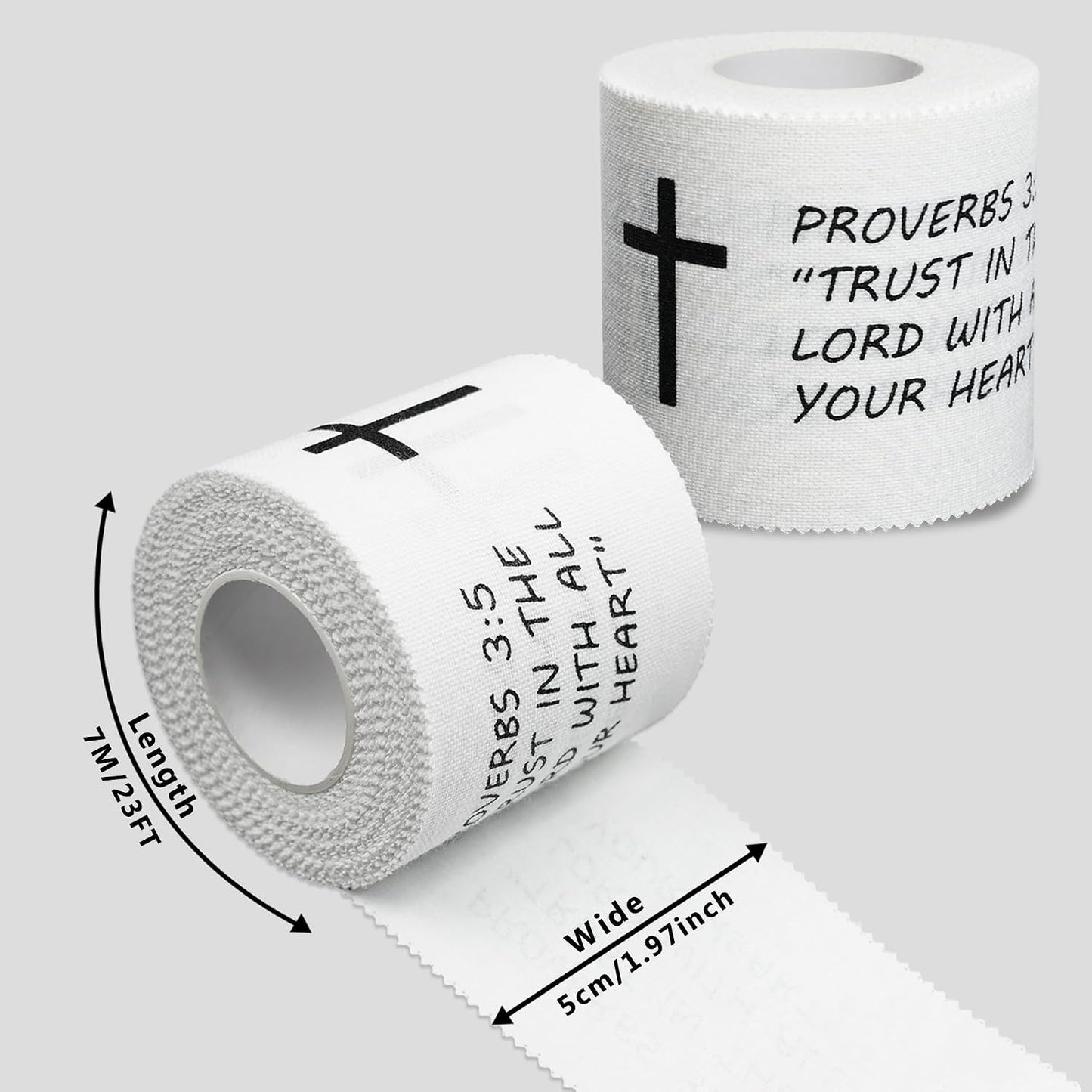 2Pcs Christian Athletic Tape White 2IN X 23FT | Cotton Zinc Oxied White Sports Tape for Sports, Cross Athletic Wrist Tape for Gymnastics