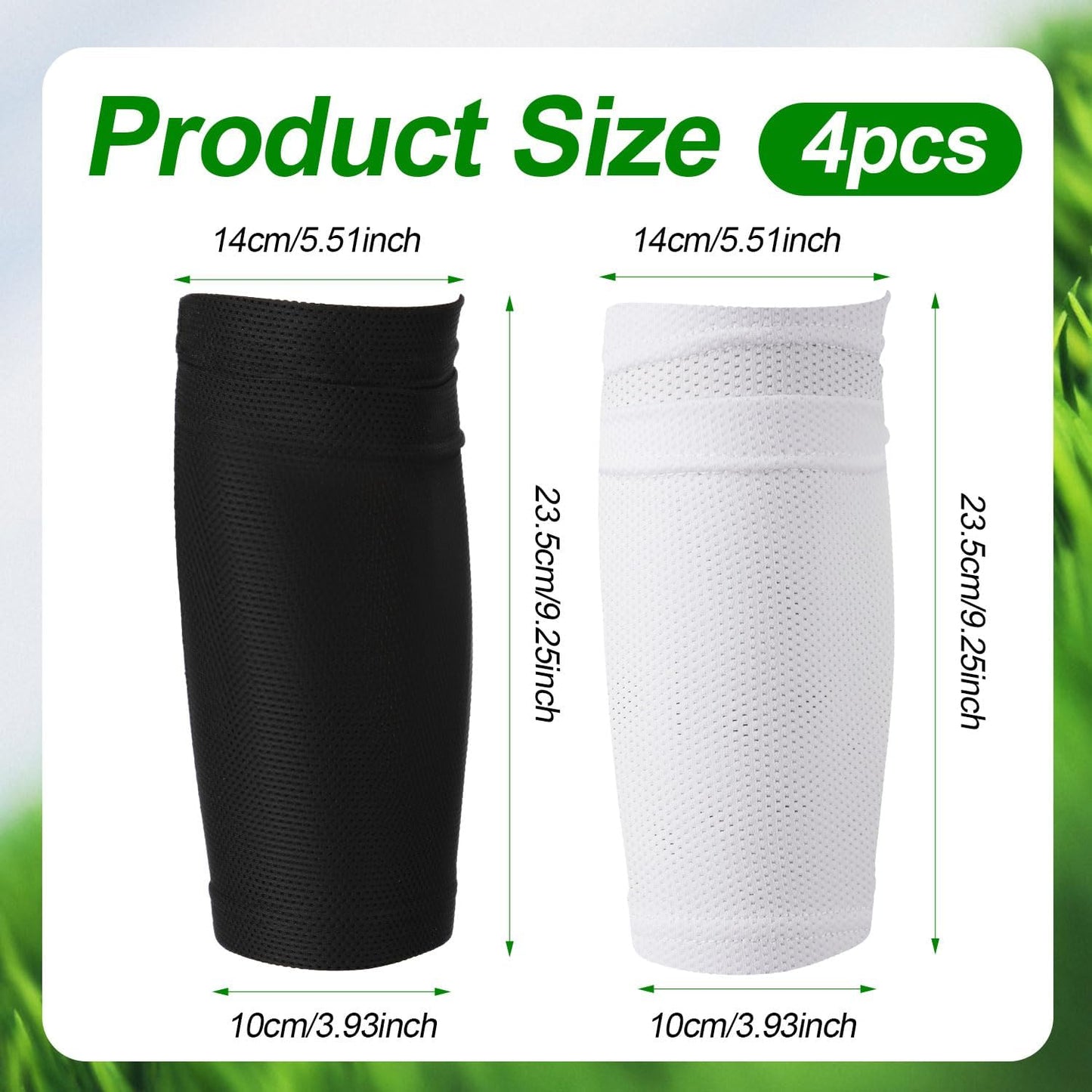 2 Pair Shin Pads Socks, Soccer Shin Guard Covers Socks Breathable Football Pads Holders Soccer Sock Sleeves Soft Calf Sleeves for Kids Adults Beginners (Black & White)